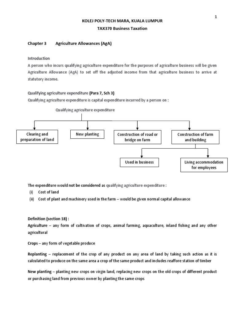 Chapter 3 Agriculture Allowances PDF Farms Expense