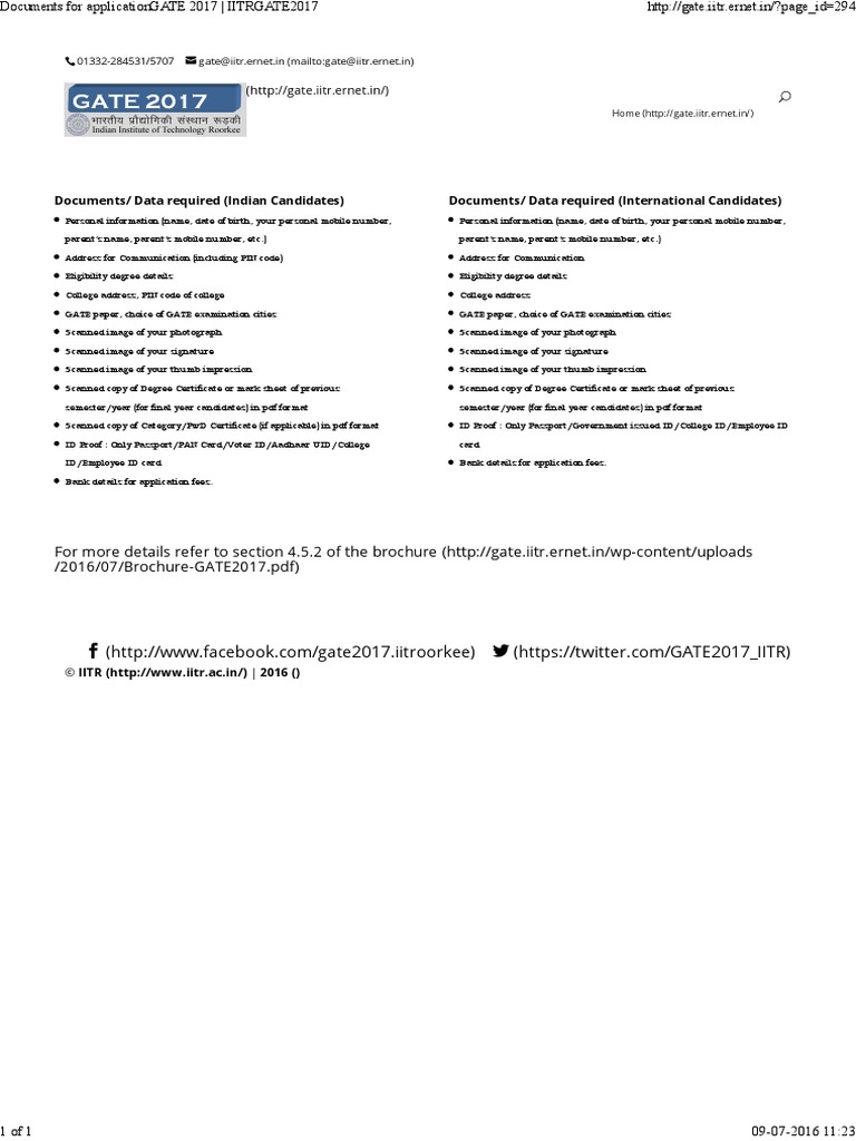 GATE 2017 Application Document Checklist | PDF | Games & Activities ...