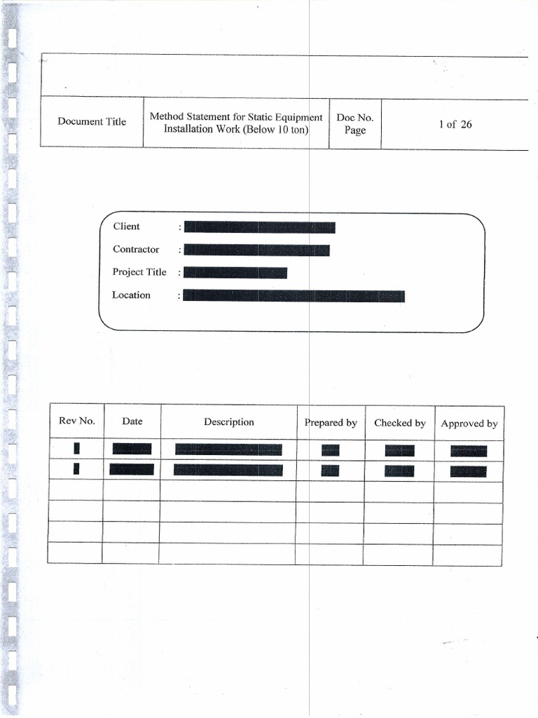 Static Equipment Installation Method Statement | PDF | Crane (Machine ...