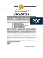 Vacancies: University of Sri Jayewardenepura Faculty of Engineering
