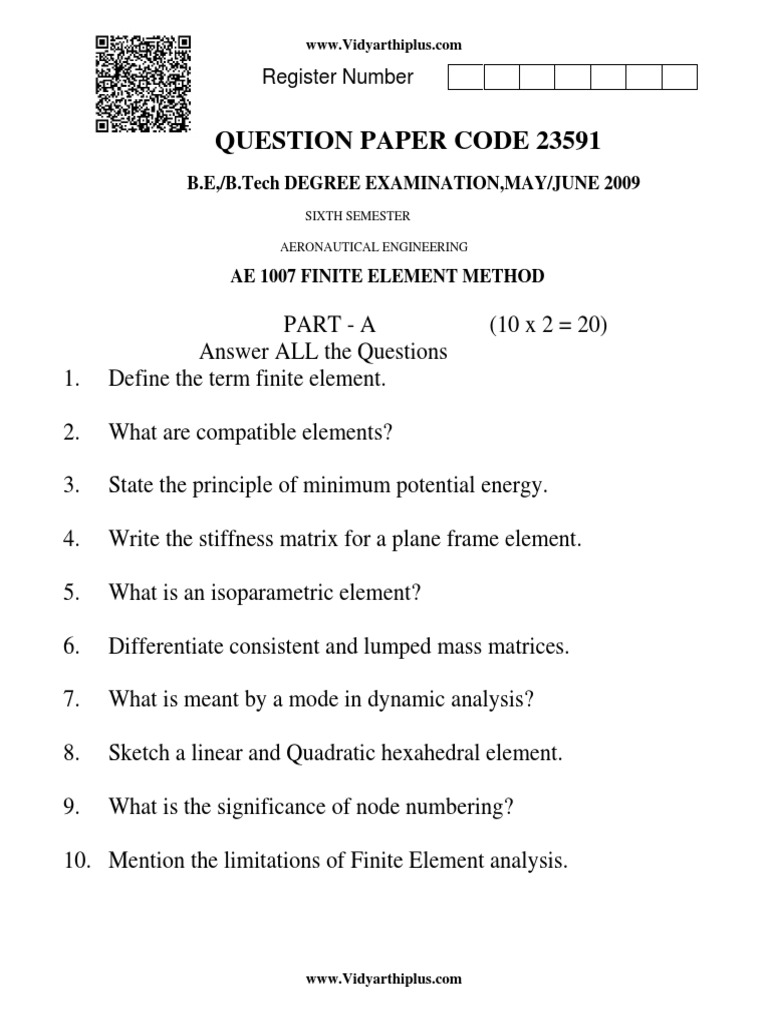 Finite Element Method Exam Paper | PDF | Finite Element Method ...