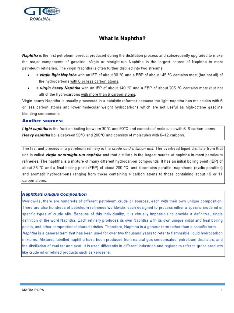 What is Naphtha Hydrocarbons Chemical Process Engineering