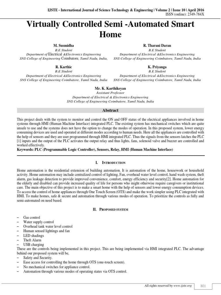 Smart Home Automation via HMI and PLC | PDF | Programmable Logic ...