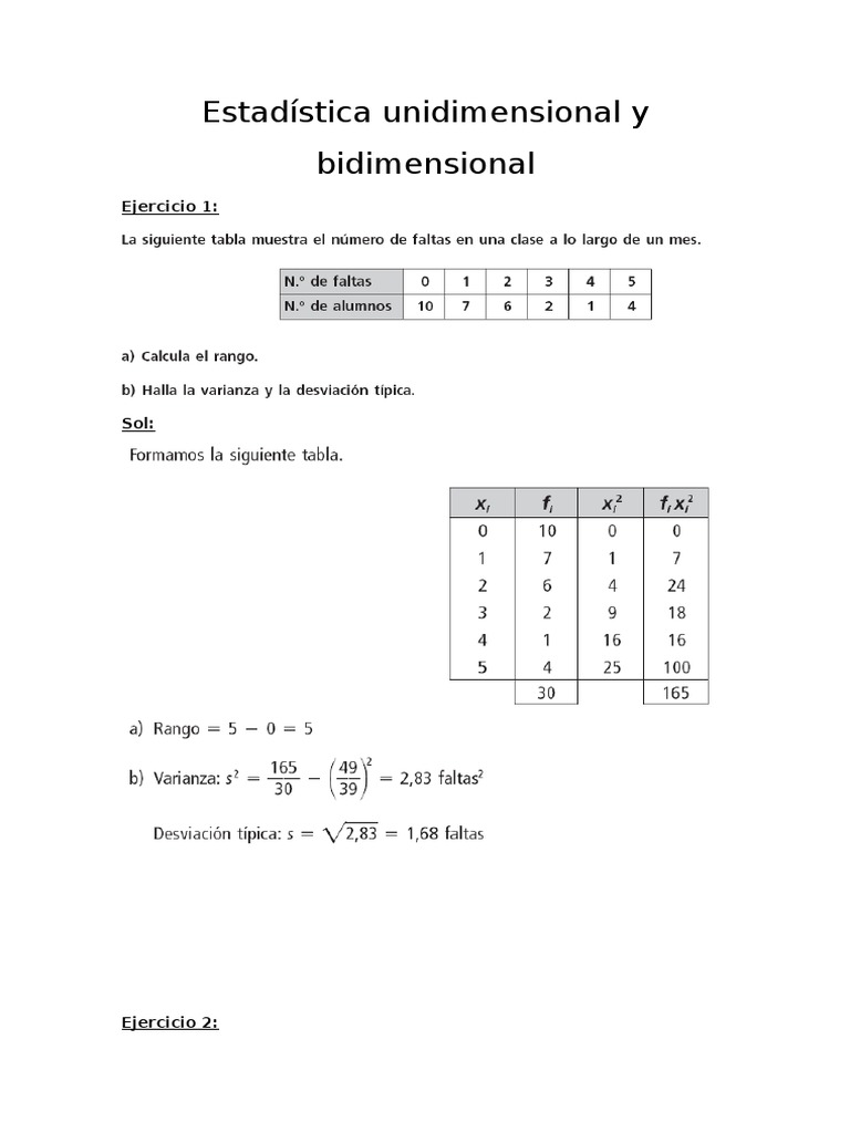 Estadística Unidimensional y Bidimensional | PDF