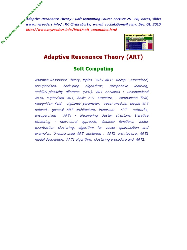 Adaptive Resonance Theory (ART) : Soft Computing | PDF