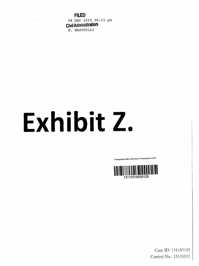 Penn State vs. PMA Case: Exhibit Z | PDF