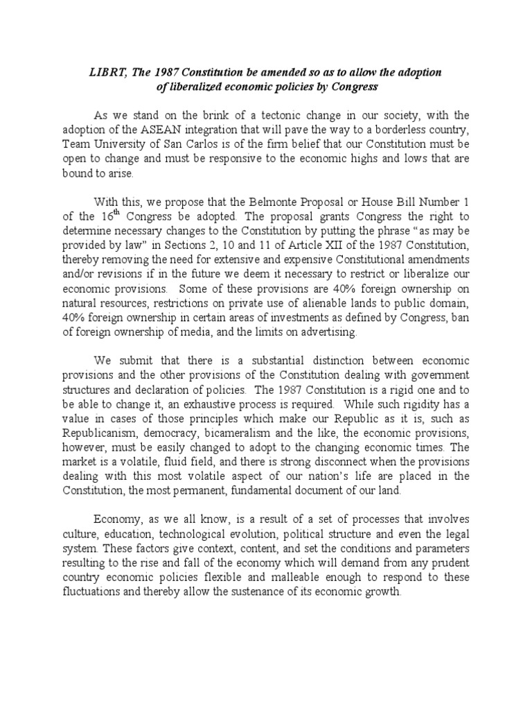 Amending the Constitution for Economic Flexibility | PDF | United ...