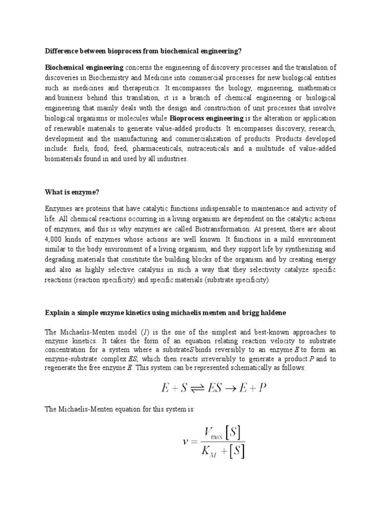 Biochem PDF Enzyme Chemical Reaction Engineering