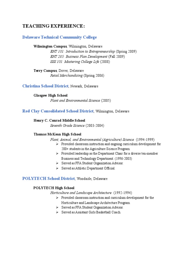 Teaching Experience in Education and Agriculture | PDF
