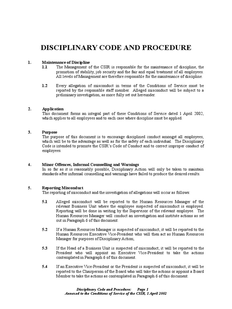 Disciplinary Guide PDF Human Resources Human Resource Management