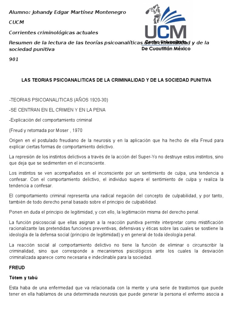 Teorias de La Criminalidad y La Sociedad Punitiva