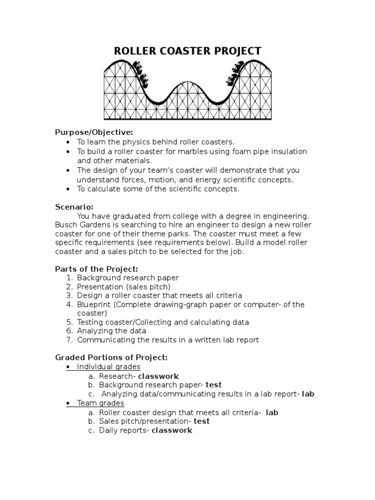 Roller Coaster Project 16 Force Physics