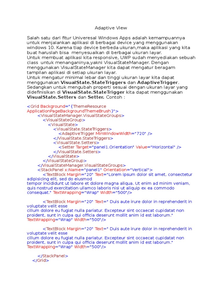 Adaptive View UWP | PDF