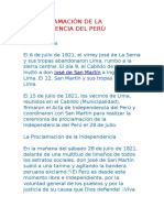 La Proclamación de La Independencia Del Perú