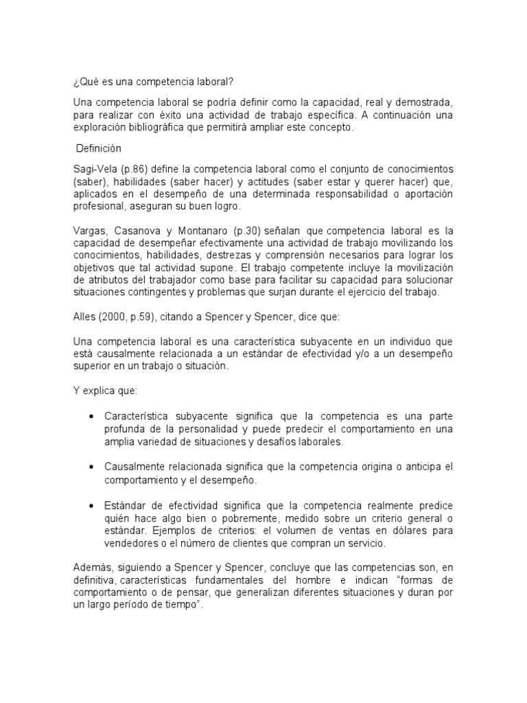 Qué Es Una Competencia Laboral | PDF
