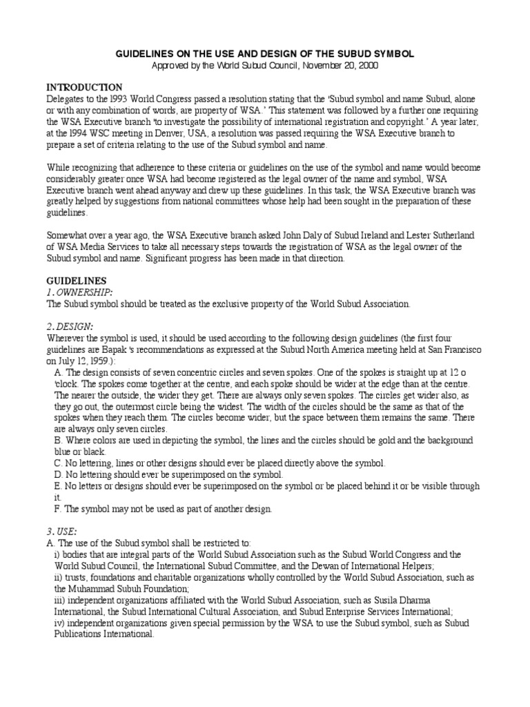 Guidelines On The Use and Design of The Subud Symbol | PDF | Social ...