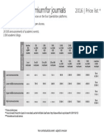 Openedition Freemium For Journals: 2016 - Price List