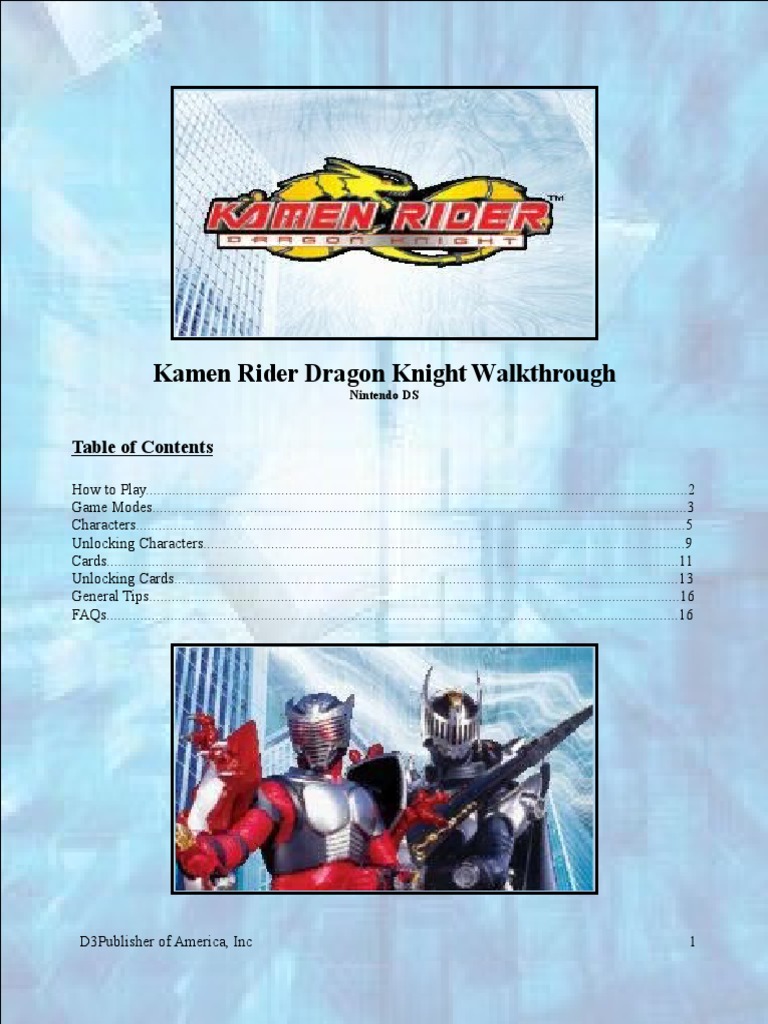 Kamen Rider Ds PDF Spear Video Games