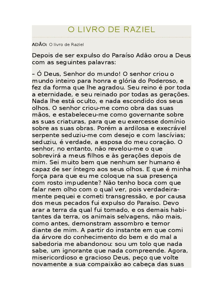 O Livro do Anjo Raziel: Sabedoria e Mistérios | PDF | Anjo | Santo