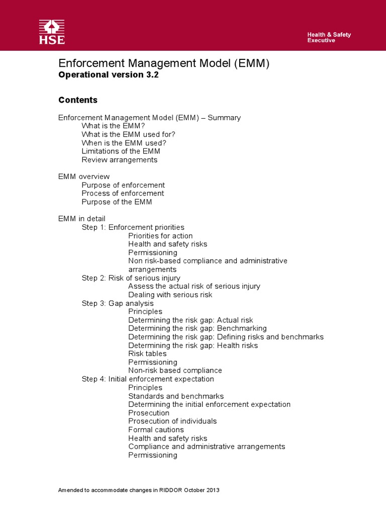HSE Enforcement Management Model Overview | PDF | Risk | Occupational ...