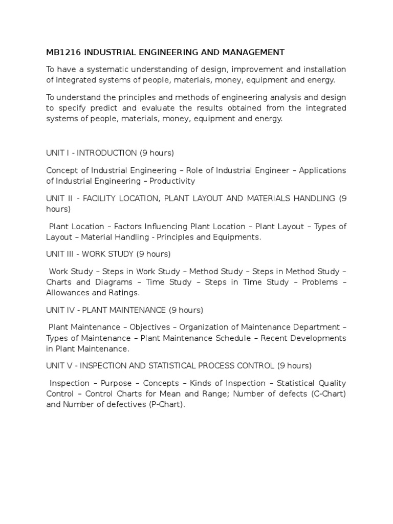 Industrial Engineering & Management Guide | PDF | Industrial ...