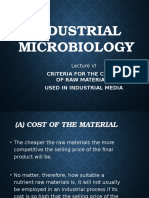 Industrial Microbiology: Criteria For The Choice of Raw Materials Used in Industrial Media