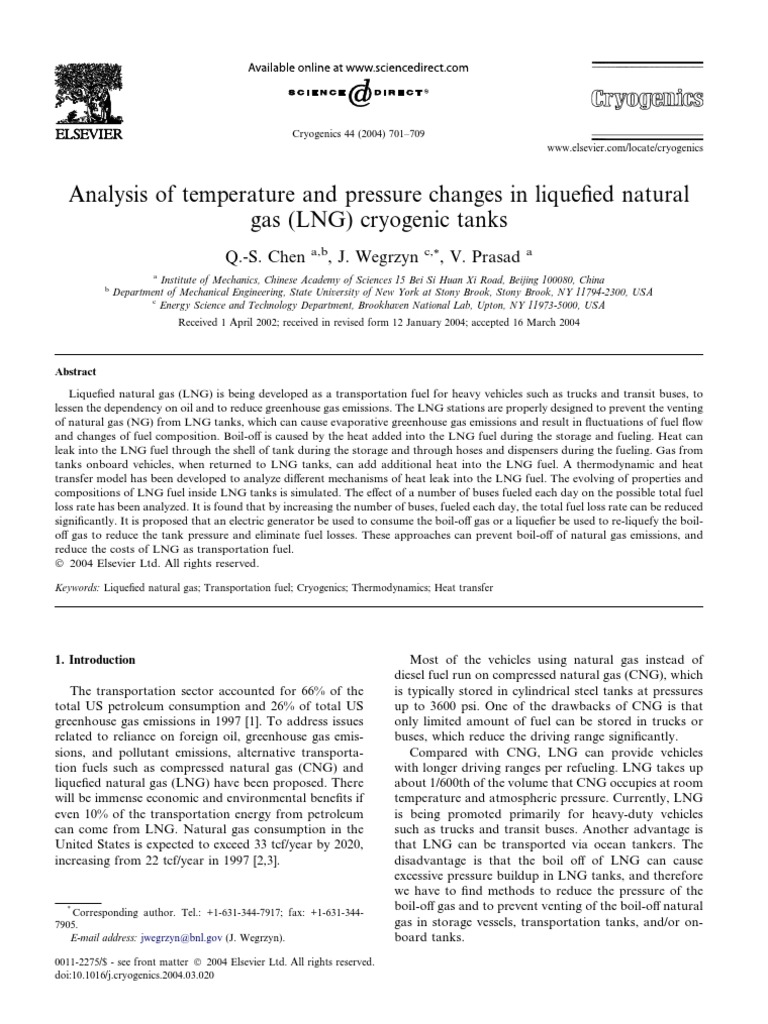Analysis of Temperature and Pressure Changes in Liquefied Natural | PDF ...