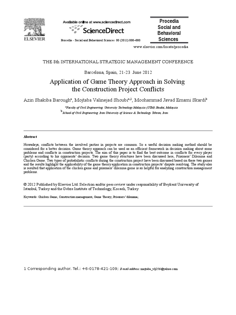Application of Game Theory | PDF | Game Theory | Economics Of Uncertainty