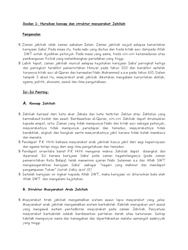 Konsep Dan Struktur Masyarakat Arab Jahiliah Pdf
