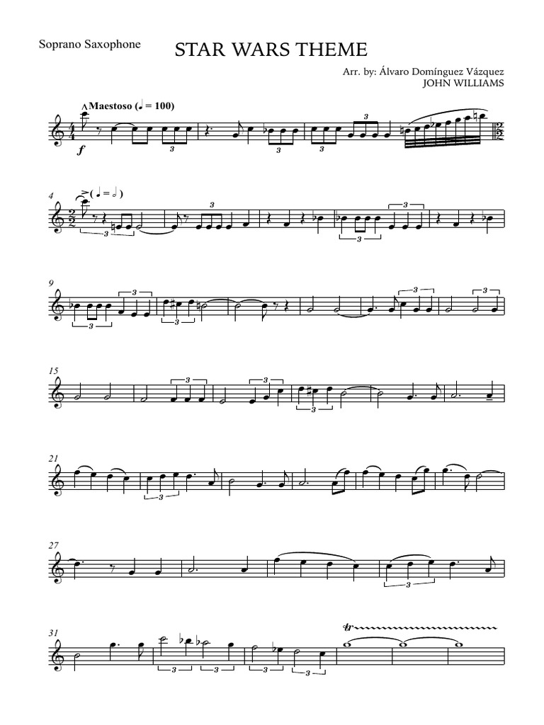 Star Wars Theme Soprano Saxophone