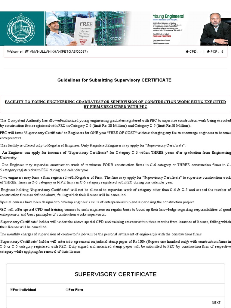 Supervisory Certificate Guidelines for Engineers | PDF | Engineer ...