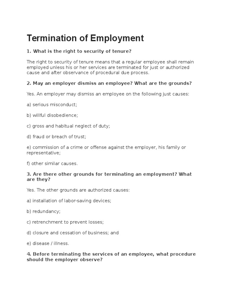 Understanding Employment Termination Rights | PDF