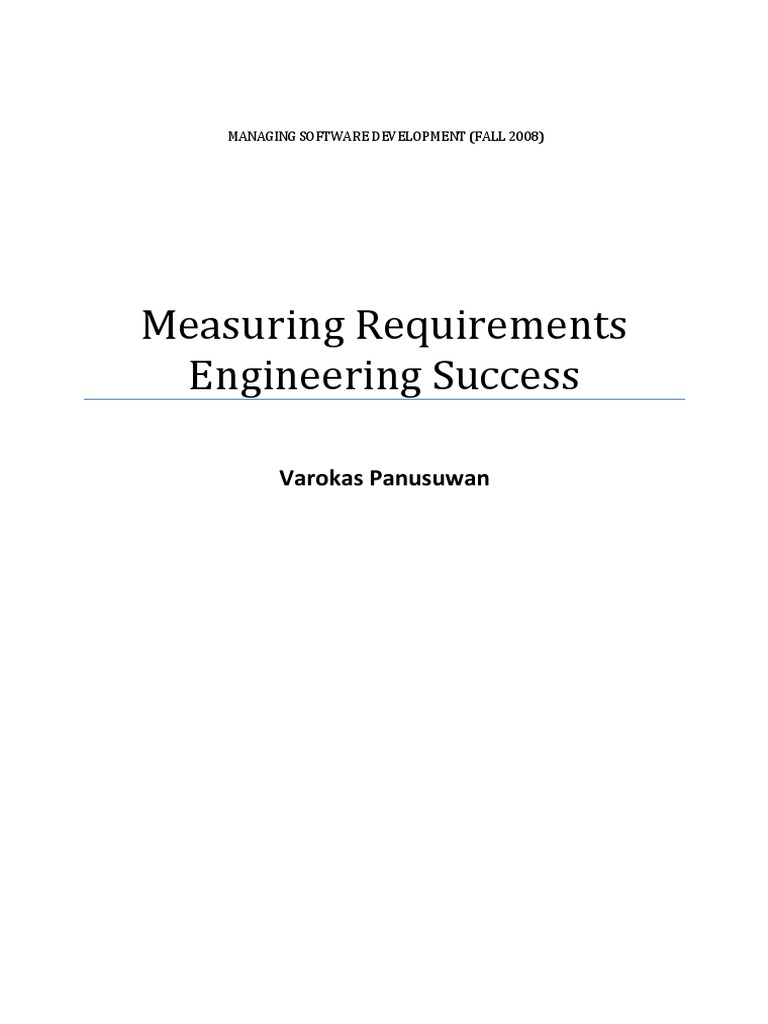 Measuring Success in Requirements Engineering | PDF | Business Process ...