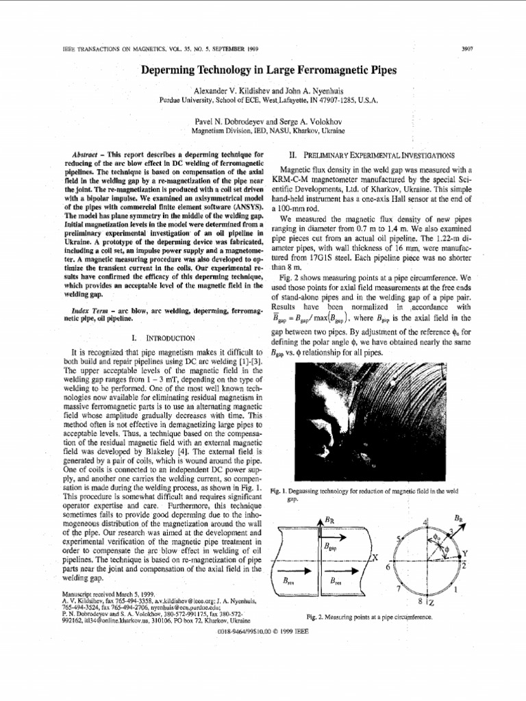Deperming Technology in Large Ferromagnetic Pipes | PDF | Pipe (Fluid ...
