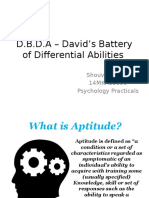 D.B.D.A - David's Battery of Differential Abilities: Shouvik Sarkar 14MKA81006 Psychology Practicals