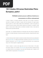 100 Cidades Africanas Destruídas Pelos Europeus, Parte I