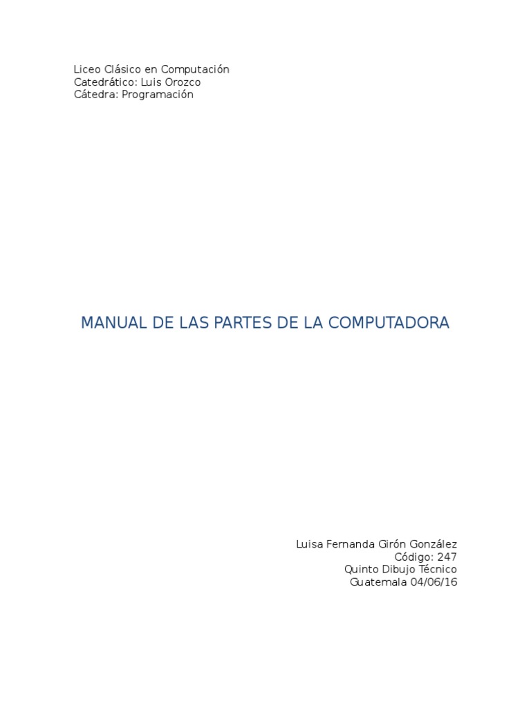 Manual de Las Partes de La Computadora | PDF | Memoria del ordenador ...