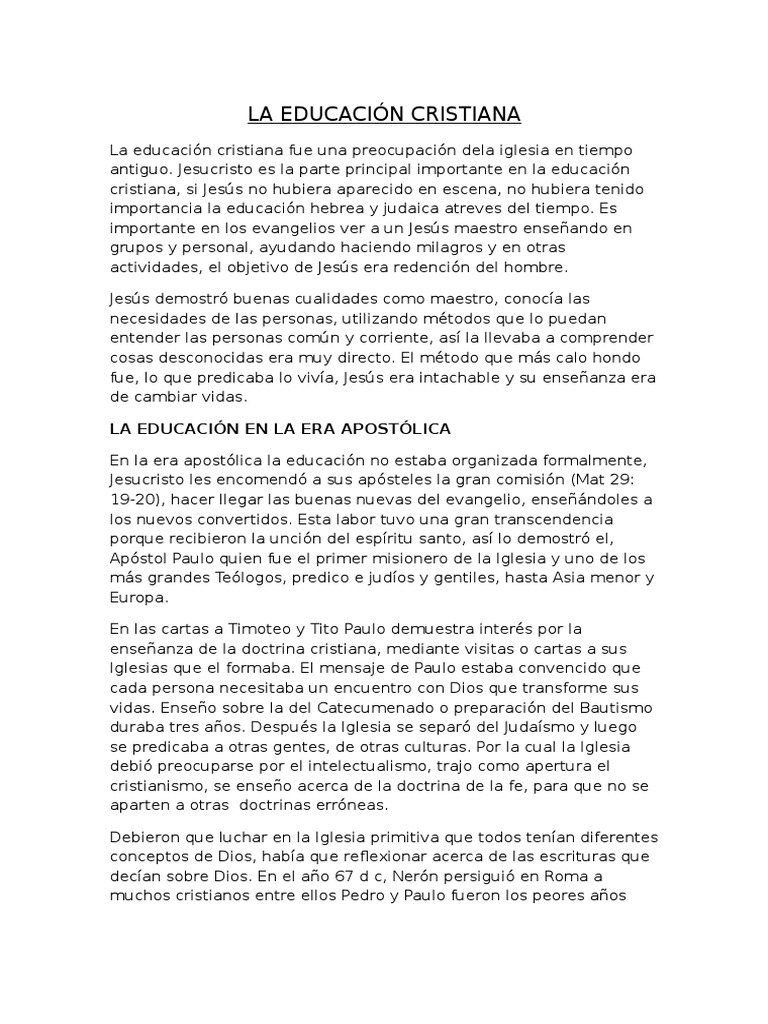 Historia de la Educación Cristiana | PDF | protestantismo | Iglesia ...
