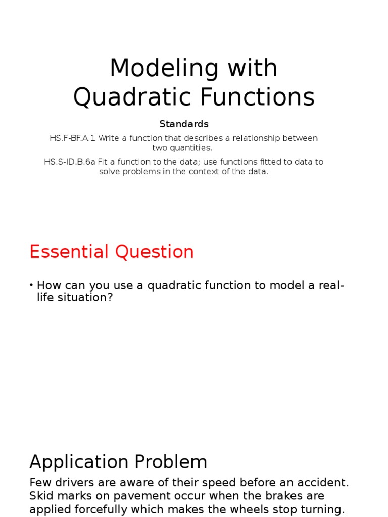 Modeling With Quadratics | PDF