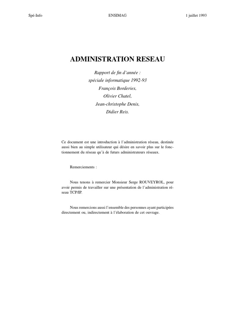 Administration Reseau | PDF | Modèle OSI | Adresse IP