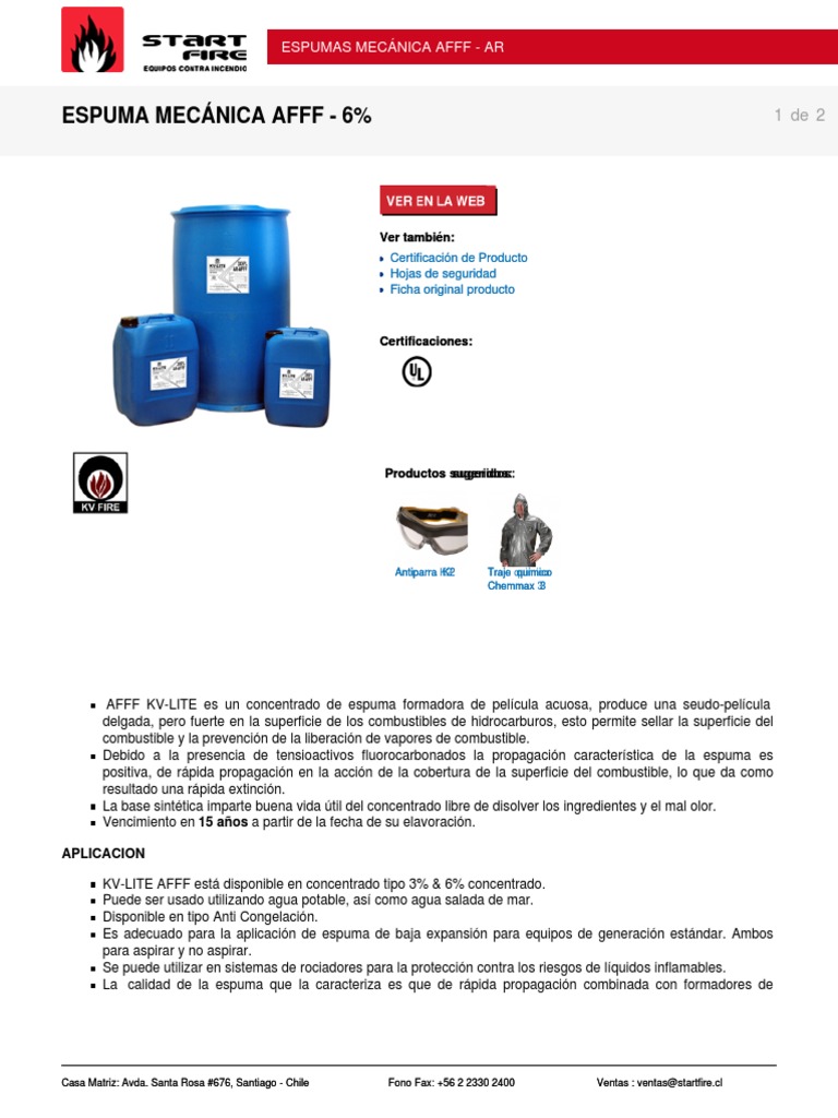 Espumas Mecanica Afff - Ar | PDF | Agua | Materiales