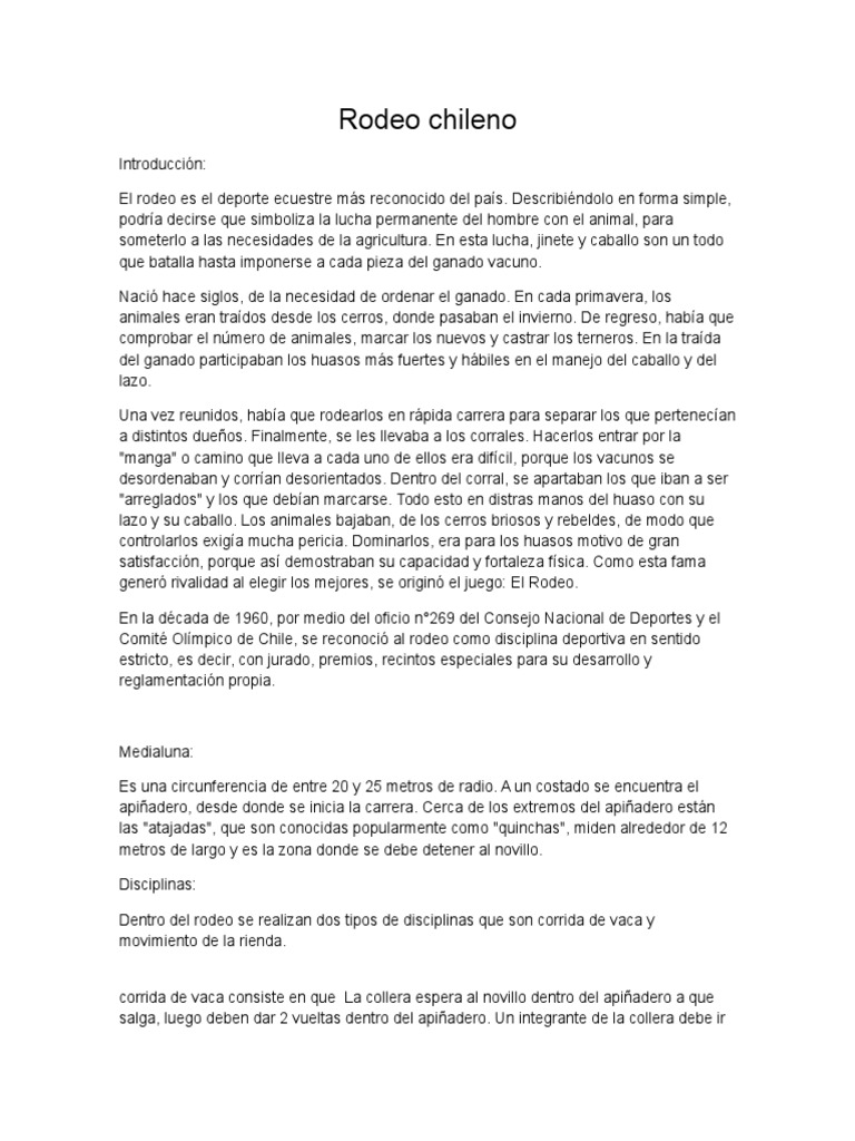 Rodeo Chileno | PDF | Deportes