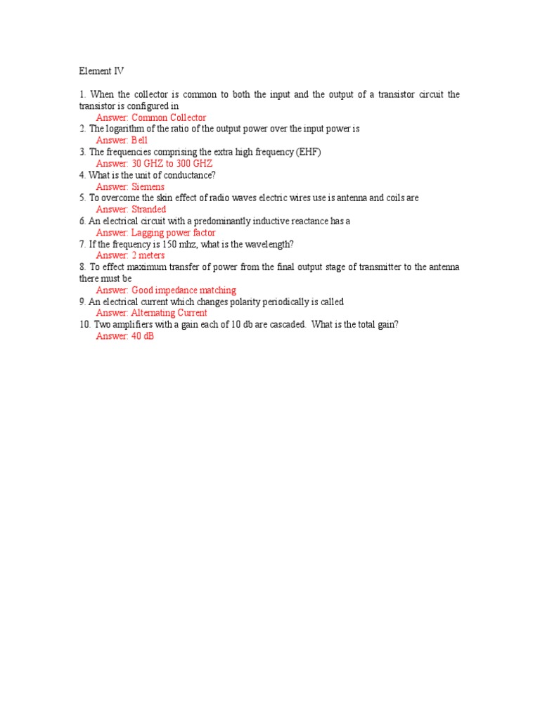 Electronics & RF Basics Quiz | PDF | Science & Mathematics