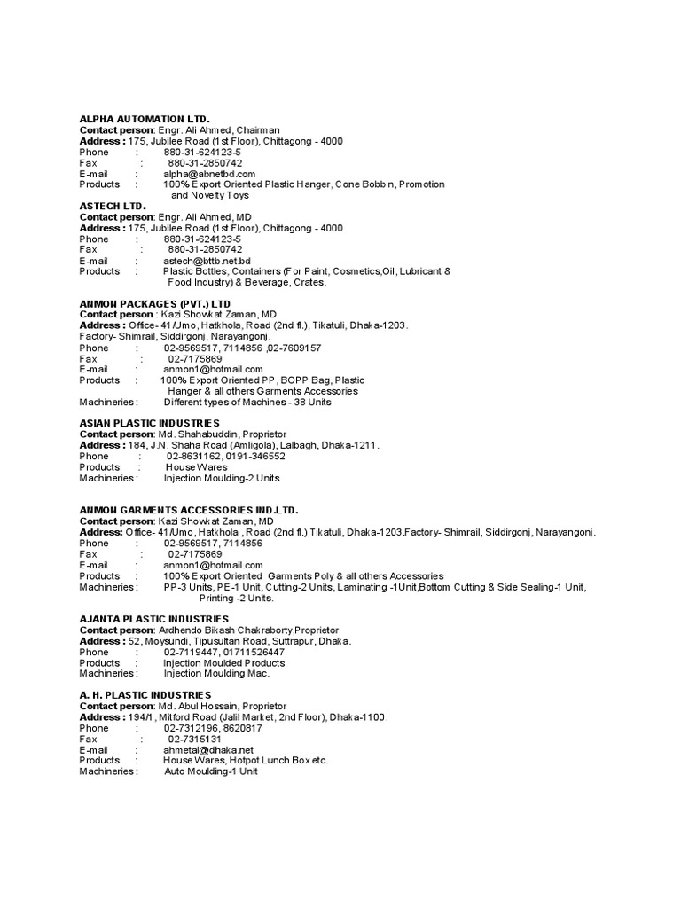 Plastics Association Members Bangladesh PDF Polyethylene Industrial Processes