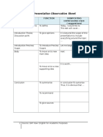 Oral Presentation Observation Sheet: Stage Function Signposting Expressions Used (Suggestions)