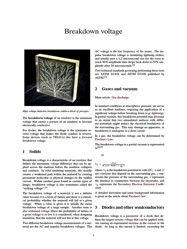 Breakdown Voltage | Download Free PDF | Electrical Breakdown | Electricity