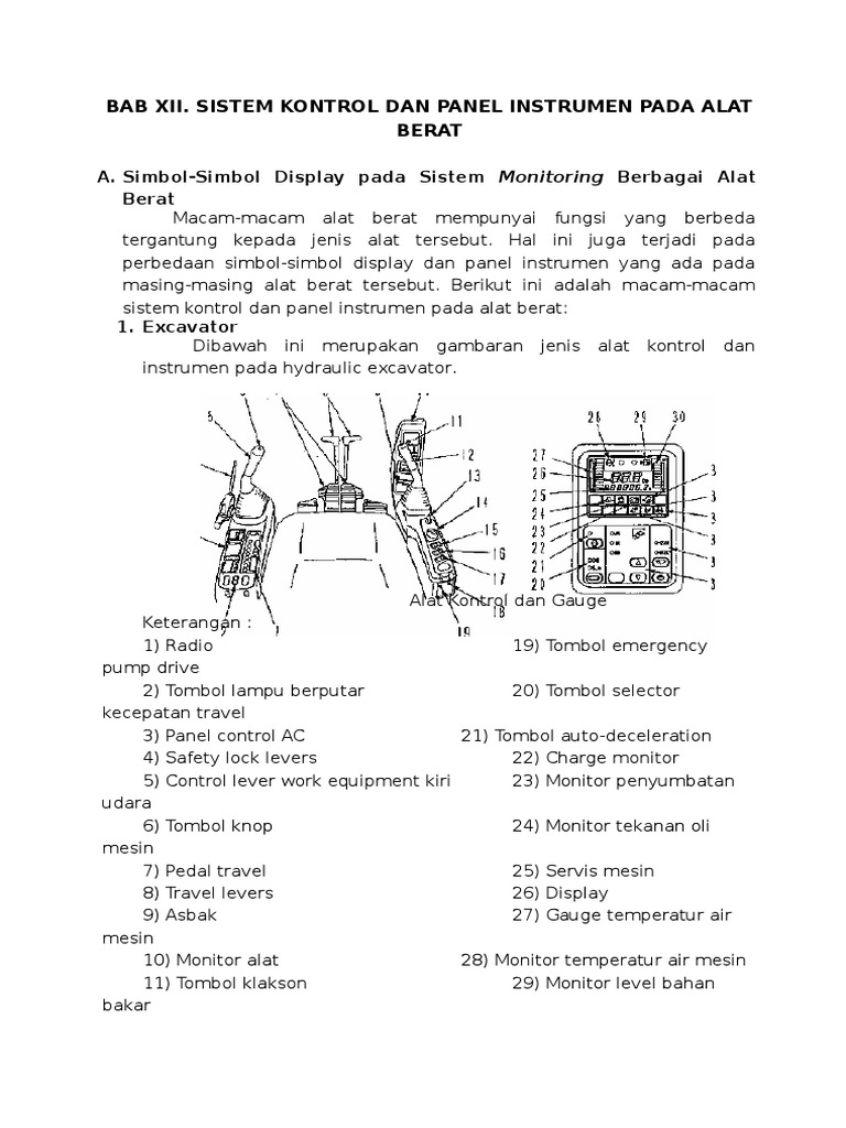 Simbol Panel Instrumen Excavator | PDF | Teknologi & Rekayasa