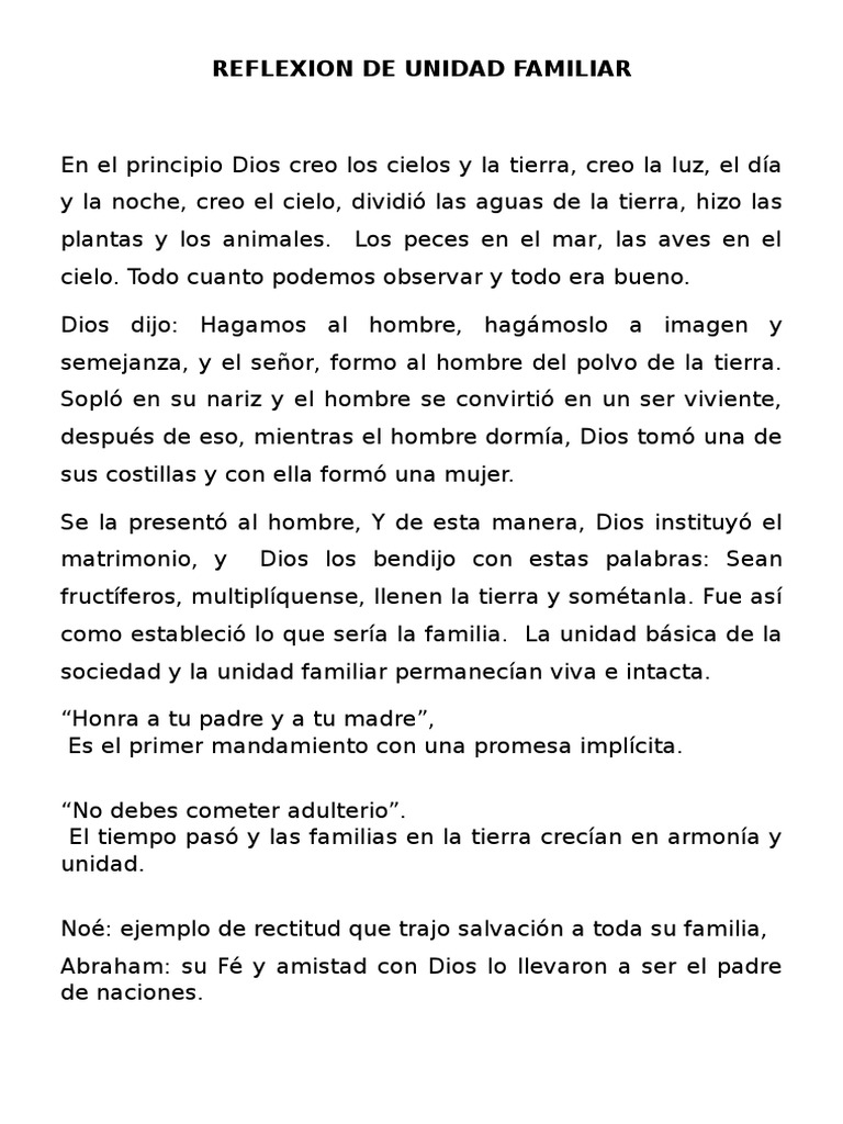 Reflexión sobre la Unidad Familiar | PDF | Fe | Amor