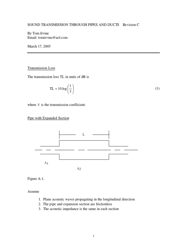 Sound Transmission in Pipes & Ducts | PDF | Acoustics | Motion (Physics)