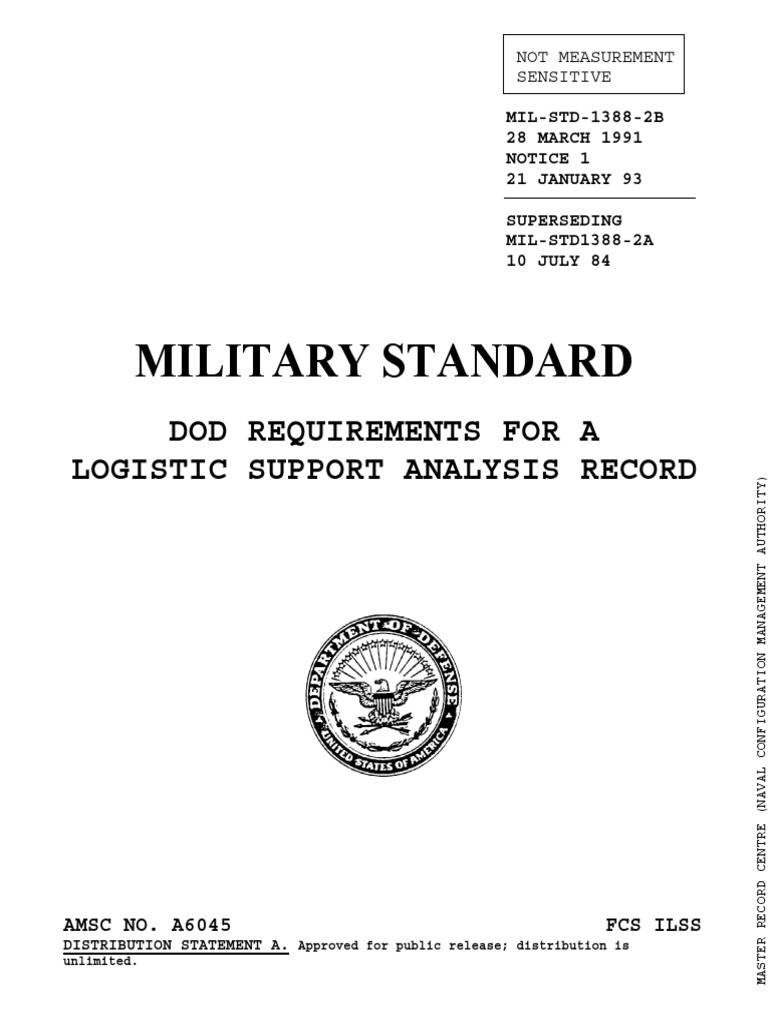 MIL-HDBK-1388 Logistics Support Analysis, PDF, Reliability Engineering